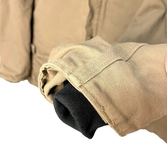Vintage Carhartt Canvas Quilted Lined Chore Work Jacket Size 2XL Beige Workwear - Picture 3 of 10